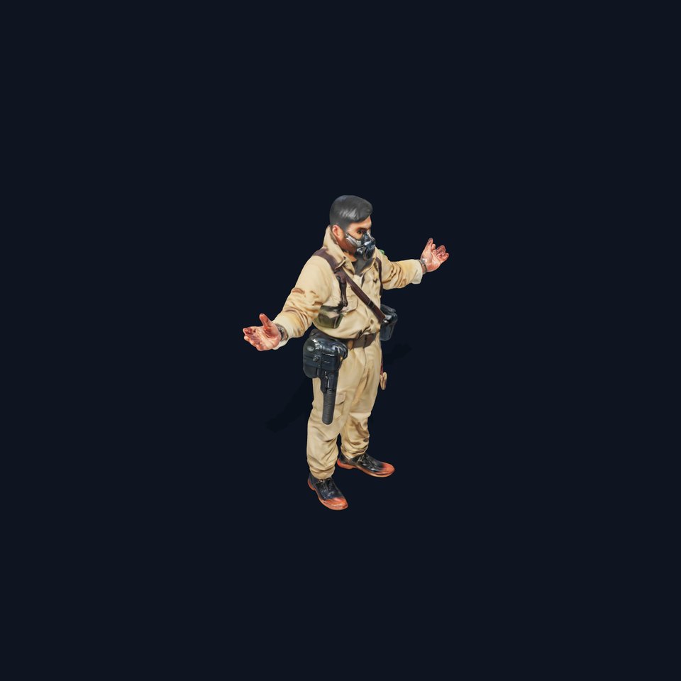 Masked Soldier D Model  Rigged and Animated for Games